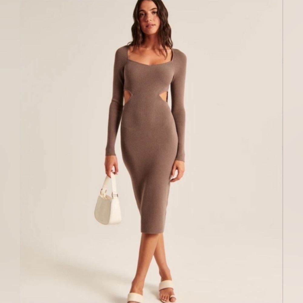 EUC Abercrombie & Fitch Knit Ribbed Cutout Sweater Dress - Picture 1 of 13